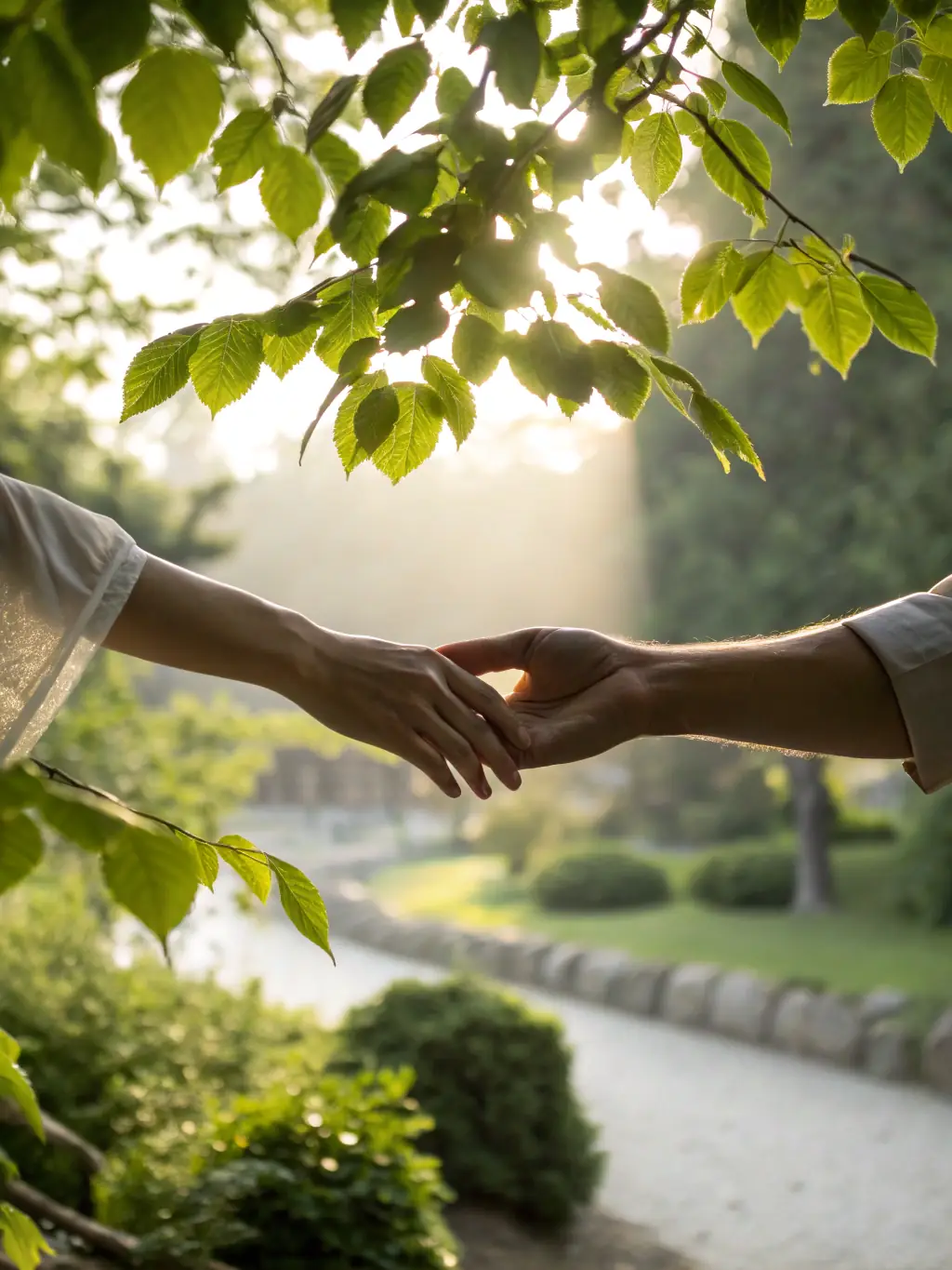 A close-up image of a hand gently holding another, symbolizing trust and emotional support, with a soft, warm filter applied. This image represents trauma-informed counseling.